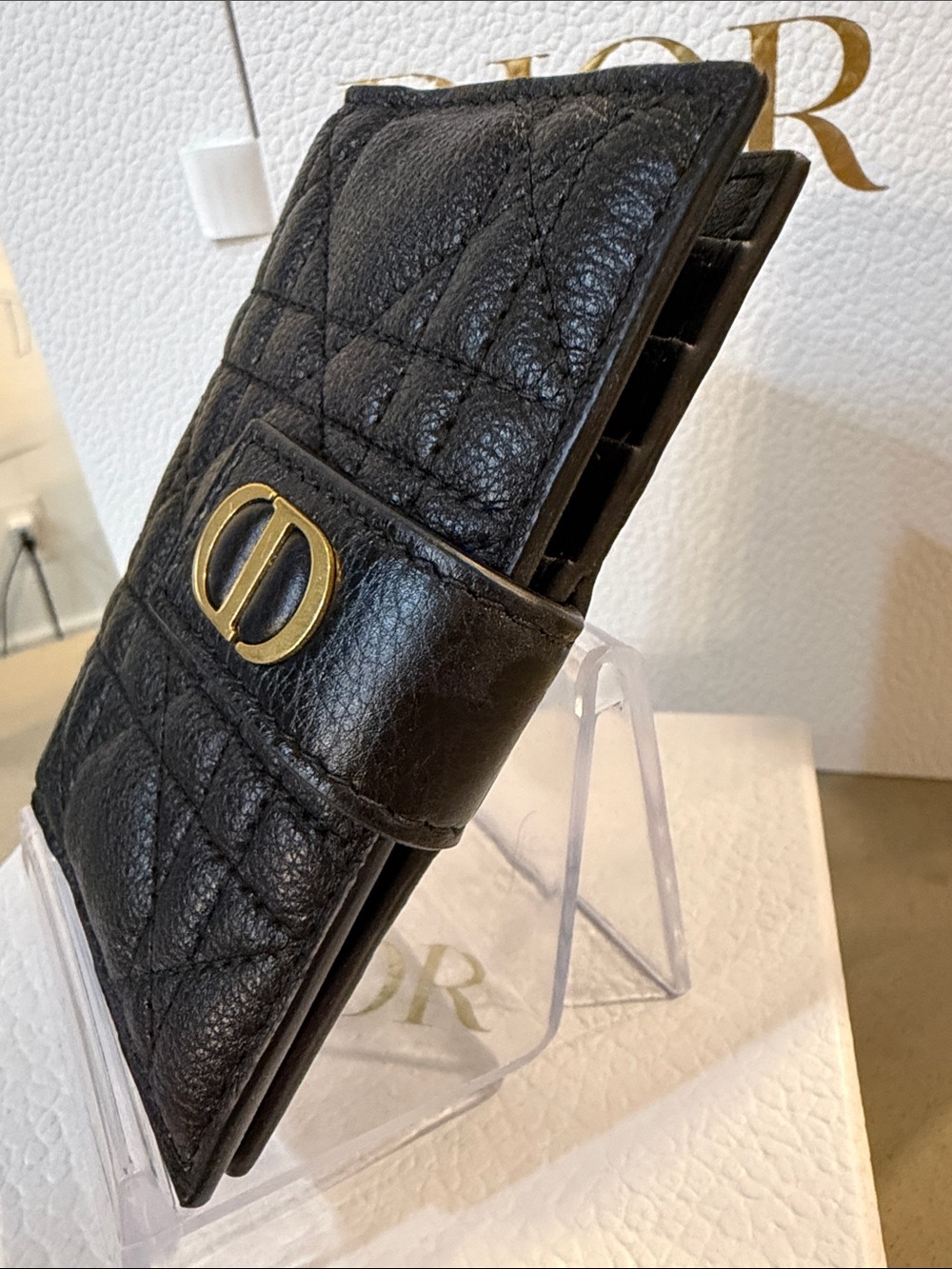 DIOR | ✨NEW✨ Dior Caro Dandelion Card Holder in Black Supple Cannage Calfskin - Picture 7 of 11